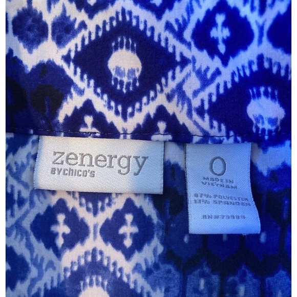 Zenergy By Chico’s Full Zip Patterned Jacket Top Size 0 Women’s Blue - Picture 3 of 8